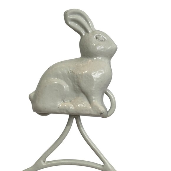 Shabby Chick Style Bunny Rabbit Plate Hanger White 15x8 - Picture 3 of 15